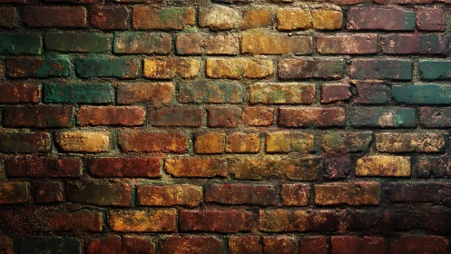 Chromatically weathered brick masonry under raking illumination.