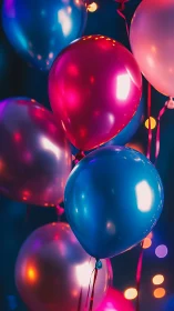 Luminescent Metallic Balloons with Chromatic LED Illumination.