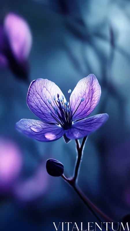 Delicate Purple Petals Catching Soft Light.