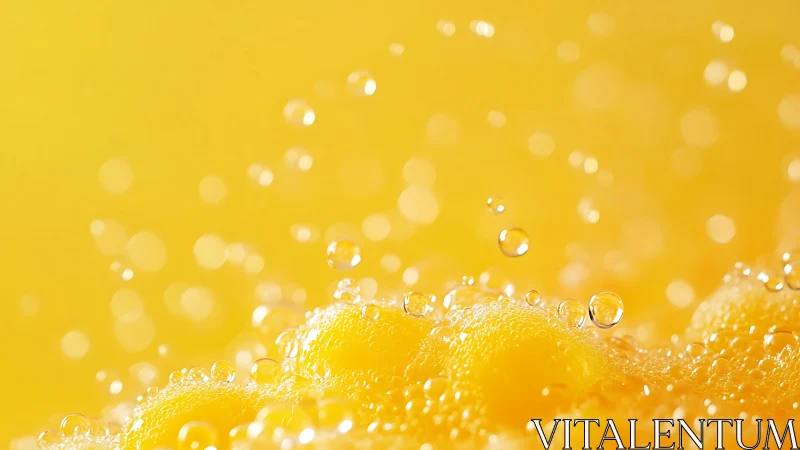 Effervescent citrus foam in vivid golden macro detail.
