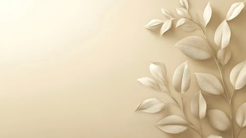 Minimalist beige botanical branches in soft sculpted relief.