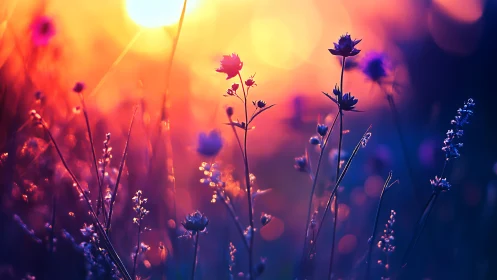 Sunset Wildflower Meadow Silhouettes.