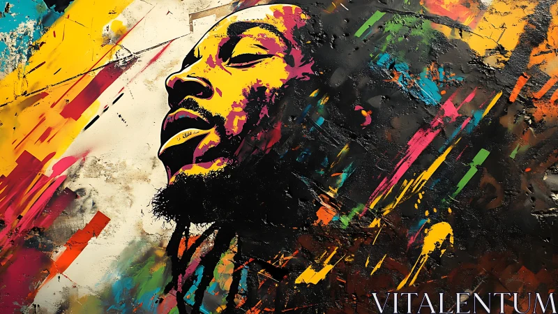 Portrait in multicolored abstract street art style.