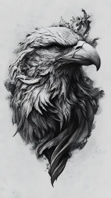 Monochrome stormborn eagle crowned in ink and shadow.