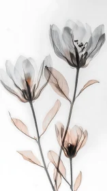 Translucent Tulips with Botanical Detail Study.