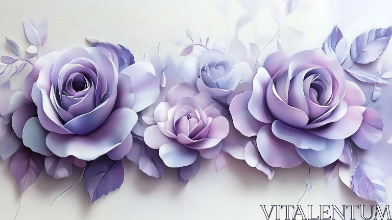 Layered lavender rose cluster with sculpted petal geometry.