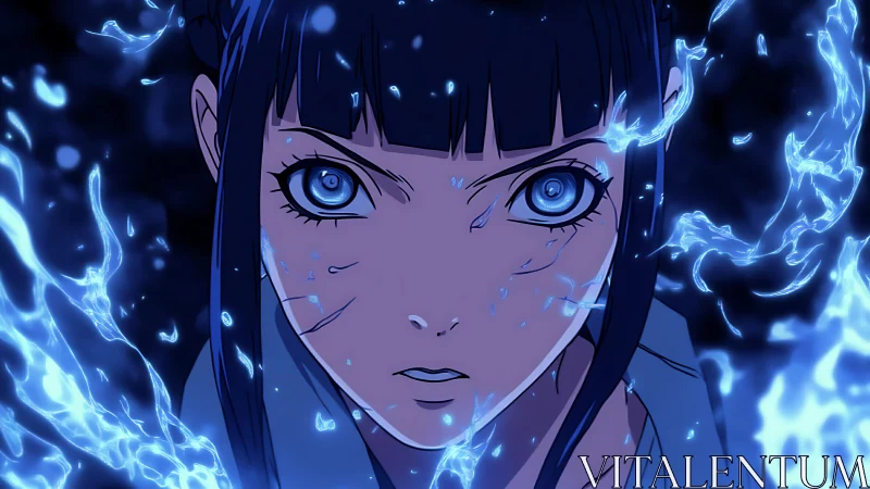 Electrified anime heroine with glowing blue elemental aura.