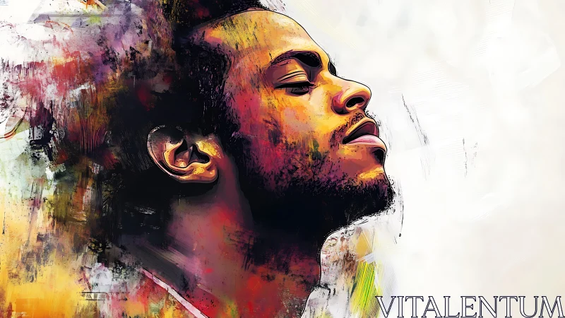 Portrait captures side profile in vivid expressive brushwork