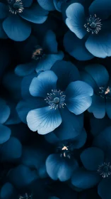 Botanical Close-Up: Monochromatic Blue Floral Composition with Radial Stamen Structure
