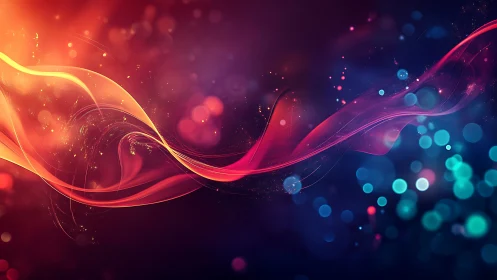 Vibrant light waves flow across a glowing cosmic gradient