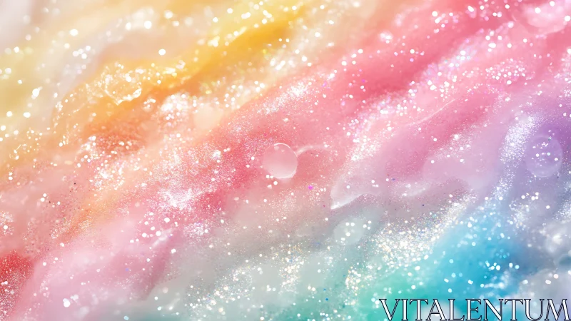 Glistening pastel rainbow clouds sparkle in gentle light