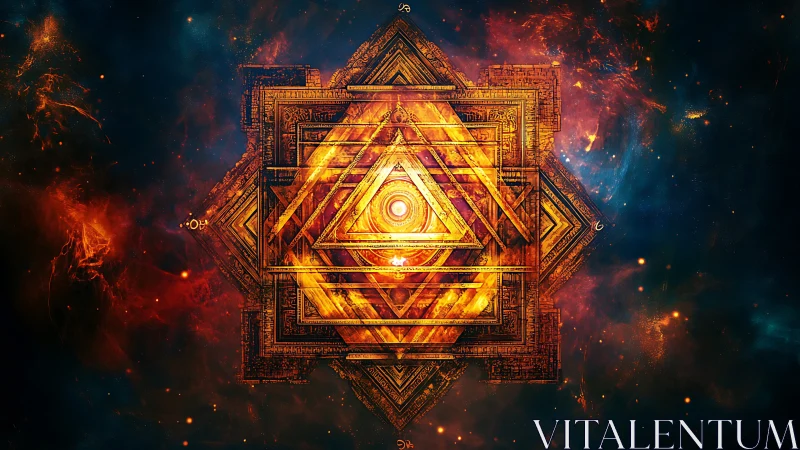 Cosmic mandala of burning geometry in a starry void.