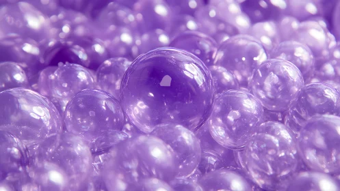 Lavender glass orbs drift together in soft luminous tides