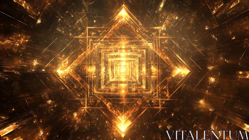 Golden geometric portal draws the eye into a radiant core