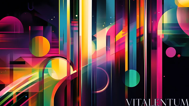 Neon Orbits And Chromatic Rails In A Midnight Vector Carnival.