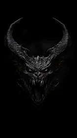 Horned demonic skull rendered in dark digital detail.