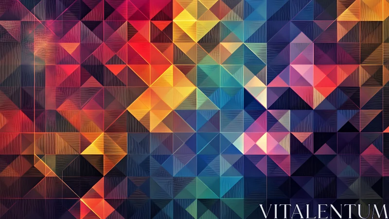 Geometric gradient triangles form vibrant abstract mosaic grid.