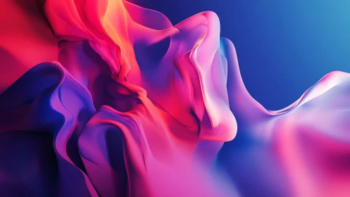 Fluid abstract folds form colorful 3D gradient surface