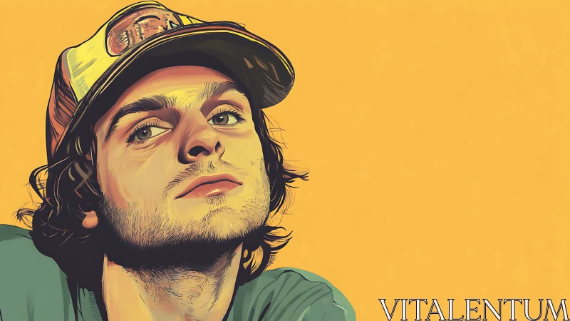 Vector portrait isolates male subject with stylized flat shading