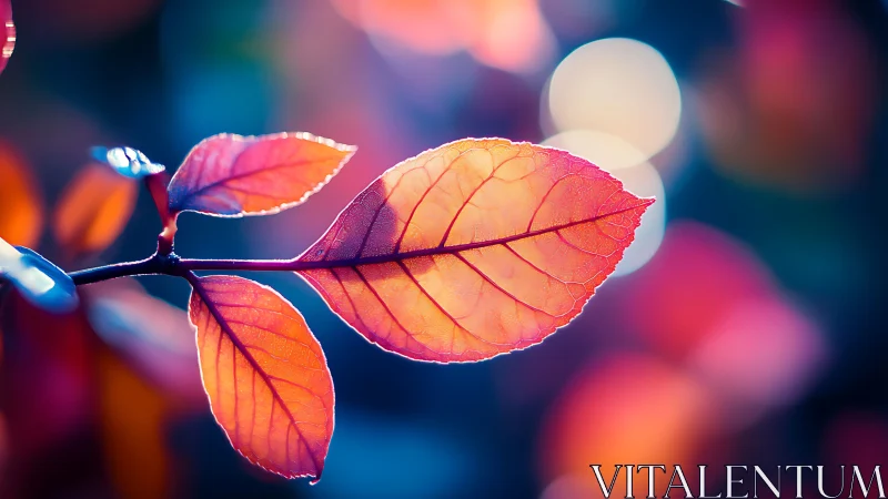 Neon dusk leaf ballet under dreamy bokeh lantern skies.