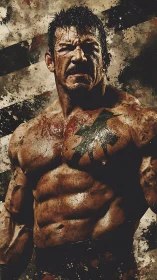 Battle-scarred fighter stands strong in gritty determination