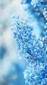 Delicate Blue Flowers Clustered in Soft Focus Botanicals.