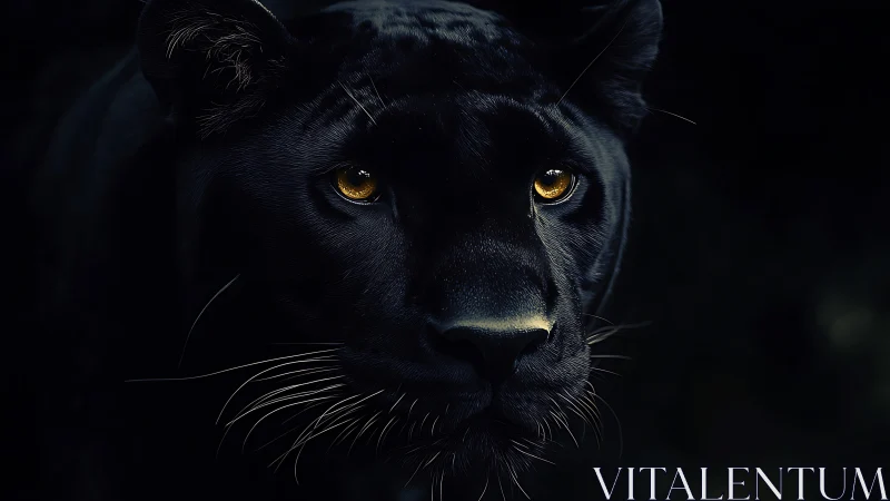 Melanistic Felid Portrait: High-Contrast Ocular Study.