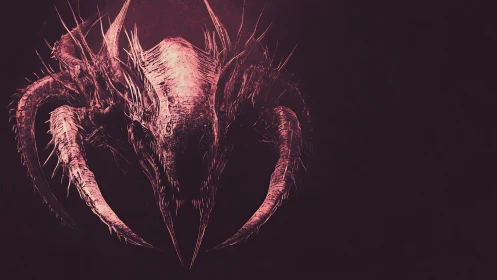 Sinister horned creature emerges in glowing crimson shadow