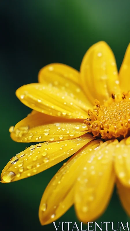Radiant Yellow Petals Adorned with Dewdrop Jewels.