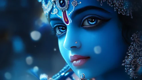 Moonlit sapphire gaze of a jeweled celestial dreamer.