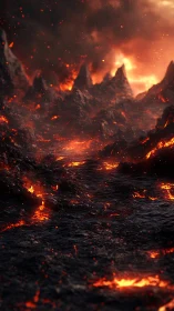 Molten Inferno Valley with Erupting Lava Streams.