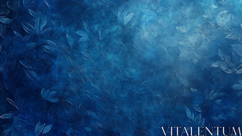 Textured blue leaf pattern with luminous gradient background.