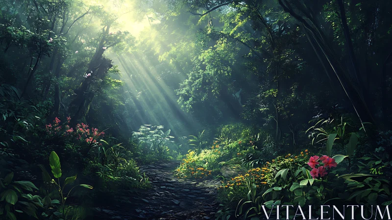 Sacred Light Through the Forest Canopy.