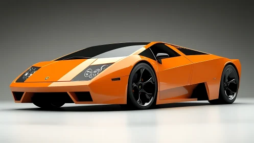 Orange supercar profile showcases sharp aerodynamic geometry.