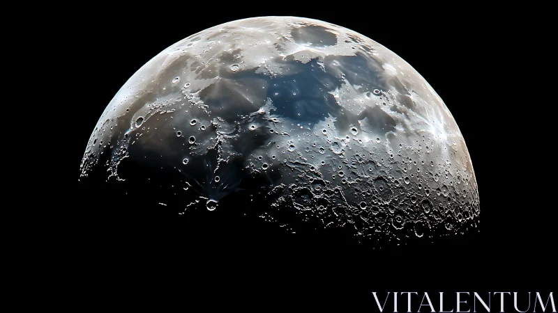 Lunar terminator close-up with high-contrast crater relief.