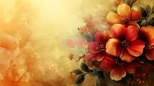 Crimson Blooms Dance Through Molten Warmth