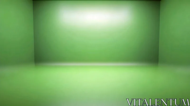 Green chroma key studio wall with soft gradient lighting.