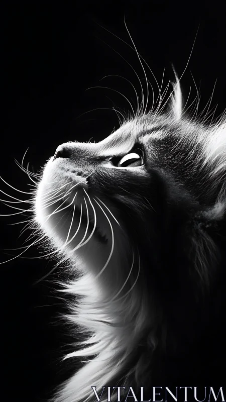 Whiskers Tilt Skyward: Cat Contemplates the Cosmic Unknown