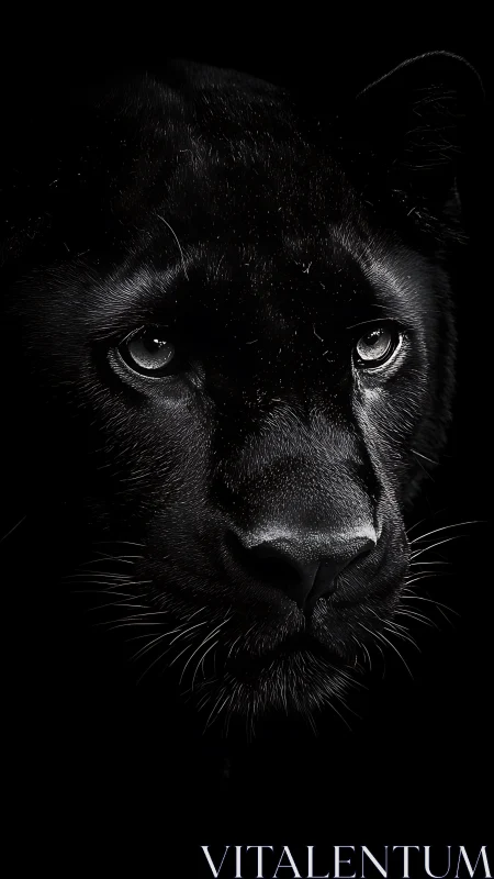Luminous Gaze: Black Panther Portrait in Shadow.