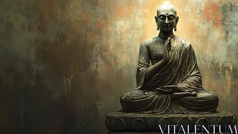 Serene bronze Buddha statue offering a quiet moment of calm.