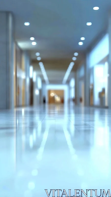 Softly glowing hallway with gentle light and quiet reflections.