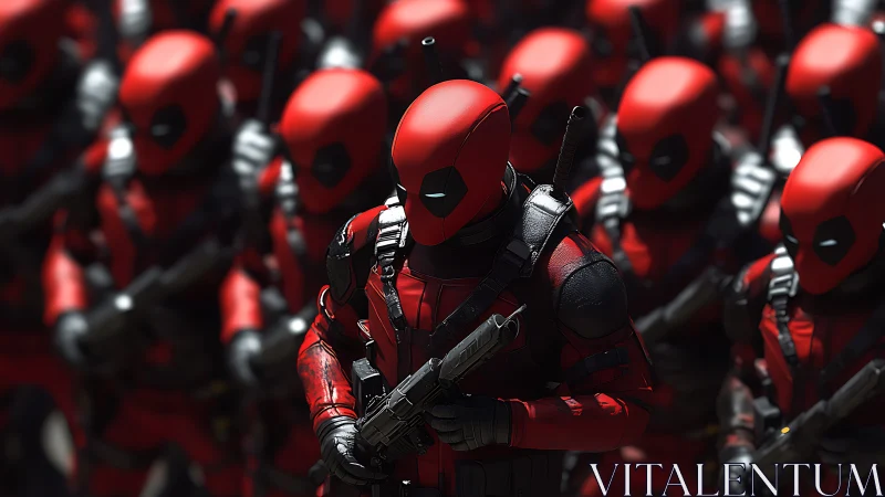 Red armored clone squad in synchronized tactical formation.