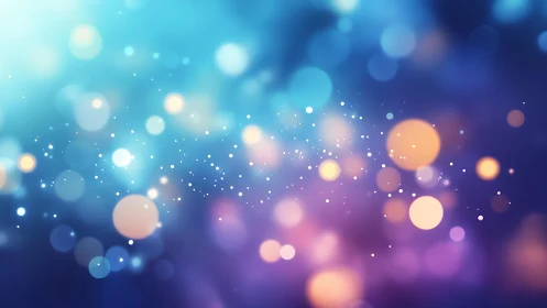 Colorful bokeh lights on blue and purple abstract background.