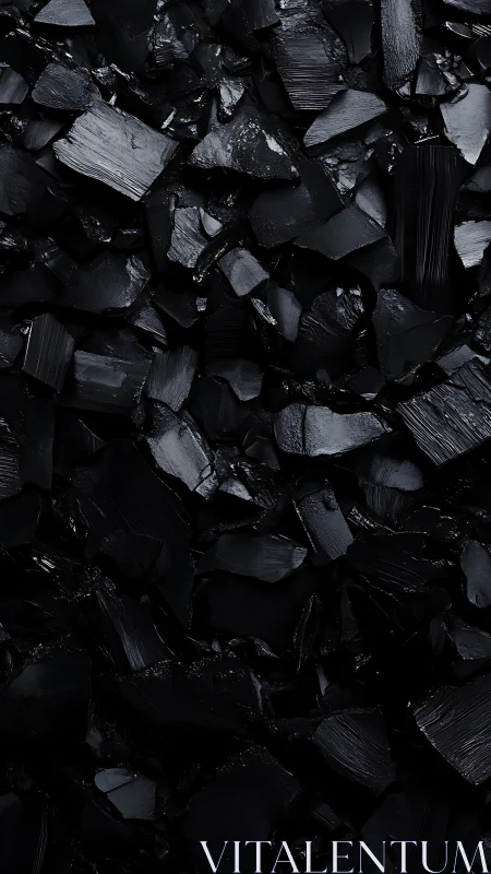 Black obsidian shards form dense angular mineral texture.