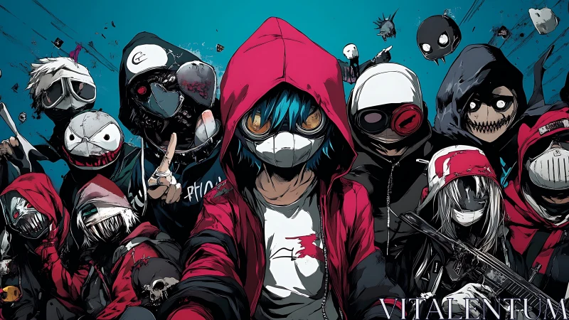 Masked street gang converges in bold urban anime chaos.