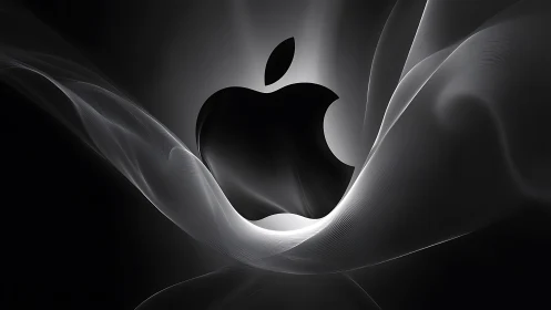 Apple Logo Rendered Against Luminescent Wave Forms