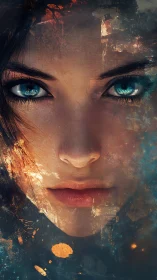 Starlit gaze in a storm of color and quiet firelight.