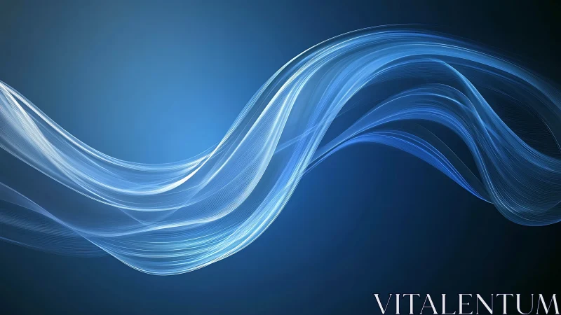 Silken blue light ribbons glide across a quiet midnight sky