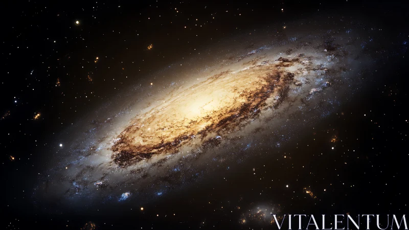 Spiral galaxy with dense bright core in deep space field.