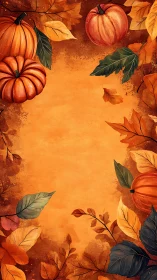 Warm autumn harvest frame highlights pumpkins and leaves